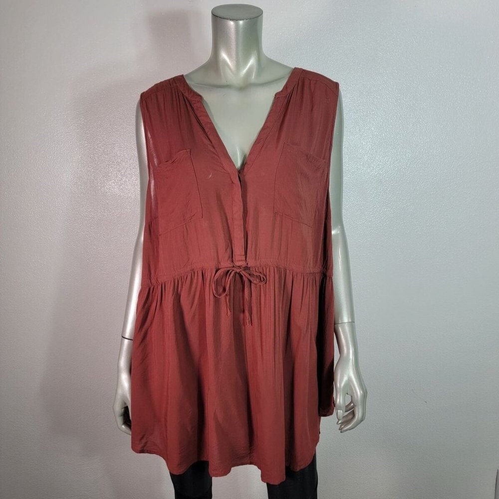 Torrid Top Plus Size 3x Rust Red Pockets Lightwei… - image 2